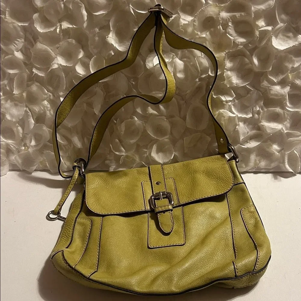 Fossil Lime Green Leather Crossbody Bag